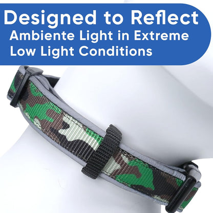 Camo Green/Black Padded Dog Collar, Large